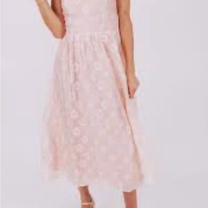 La February Anthropologie Pink Lace Dress Sz L